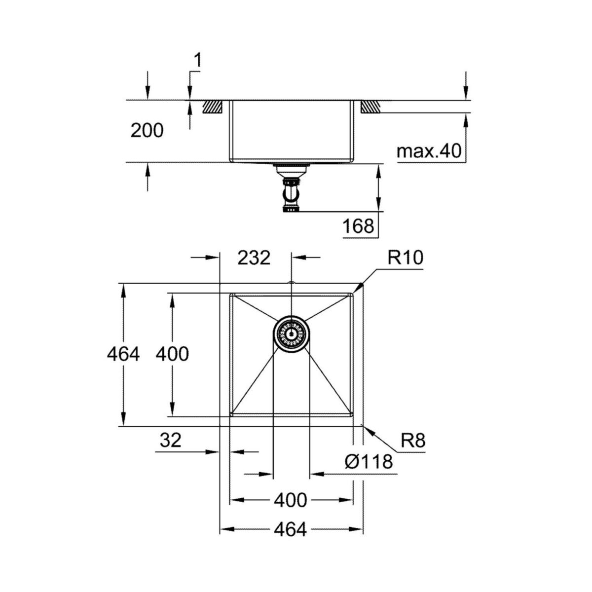 Évier en acier inoxydable K700 Inox GROHE 31578SD1