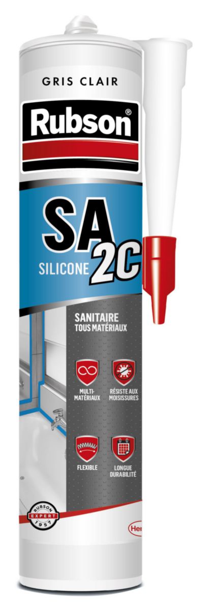 Mastic sanitaire Rubson SA2 couleur gris clair tous supports 280 ml Réf. 2610407