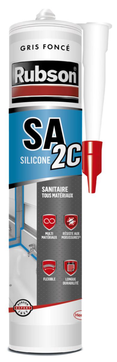 Mastic sanitaire Rubson SA2 couleur gris foncé tous supports 280 ml Réf. 2610408