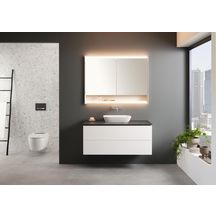 Meuble bas pour lavabo Geberit ONE, avec deux tiroirs: Largeur de lavabo=120cm, H=50.4cm, T=47cm, blanc / laqué mat