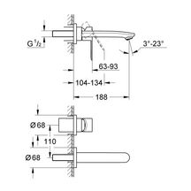 Mitigeur monocommande 2 trous lavabo Taille S Eurostyle Cosmopolitan Chromé 19571002