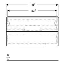 Meuble bas pour lavabo Geberit ONE, avec deux tiroirs: Largeur de lavabo=90cm, H=50.4cm, T=47cm, greige / laqué mat