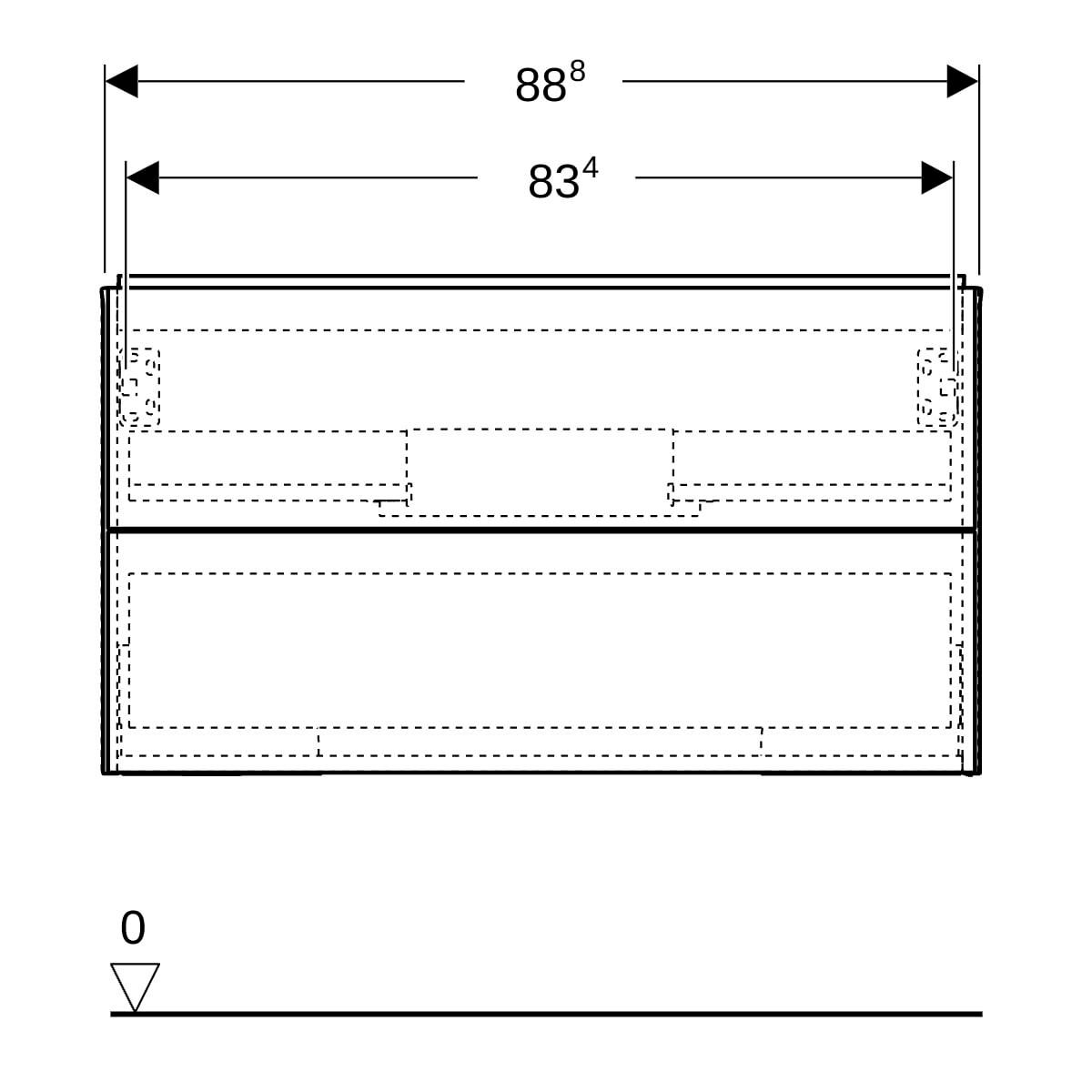 Meuble bas pour lavabo Geberit ONE, avec deux tiroirs: Largeur de lavabo=90cm, H=50.4cm, T=47cm, greige / laqué mat