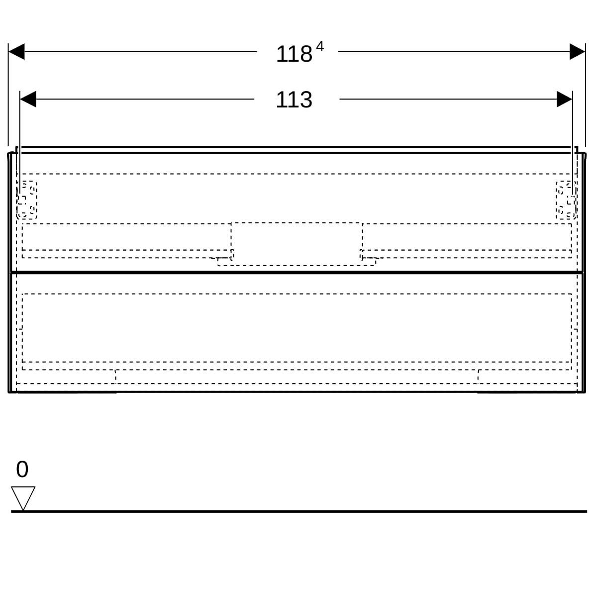 Meuble bas pour lavabo Geberit ONE, avec deux tiroirs: Largeur de lavabo=120cm, H=50.4cm, T=47cm, blanc / laqué mat