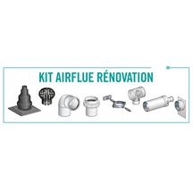 Kit Airflue Rénovation avec prise d'air comburant dans le local et ventilation haute raccordement mural ou plafond Terminal noir D 80 RACC60 / 110 réf comm. KTN AIRFL 80PPA Réf. 27080586/0