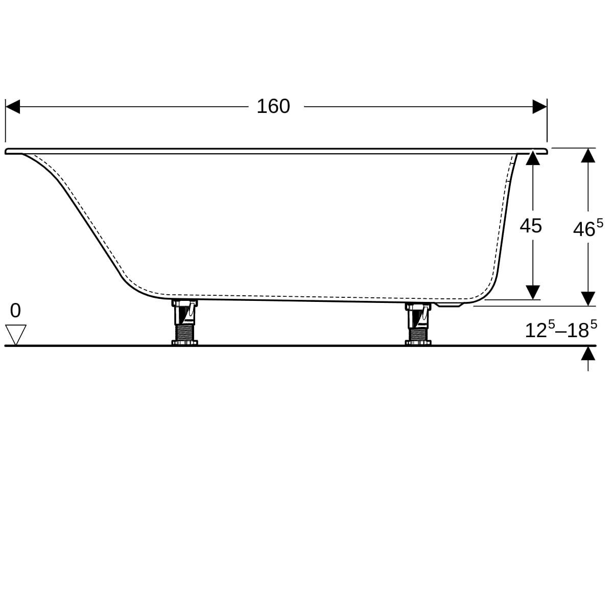 Baignoire rectangulaire Soana - bandeau fin - avec pieds - 160 x 70 cm - blanc Réf. 554.001.01.1