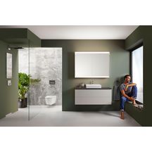 Meuble bas pour lavabo Geberit ONE, avec deux tiroirs: Largeur de lavabo=120cm, H=50.4cm, T=47cm, blanc / laqué mat