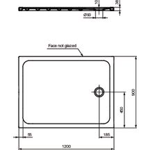 Receveur de douche rectangulaire en grès fin 120 x 90 cm Okyris+ blanc, version droite extra-plat 4 cm d'épaisseur émaillé 3 faces à encastrer ou à poser ressaut interne de 2 cm max bonde non fournie Ø 9 cm Réf P021501