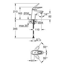 Mitigeur Eurostyle  lavabo taille S corps lisse Chromé réf. 32468003