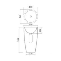 Vasque sur pied KARIA 50 cm sans trop plein sans percement pour mitigeur finition mat Réf. NS-0102