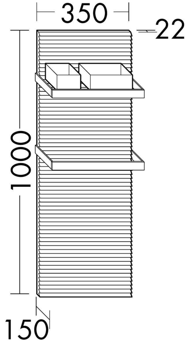 Porte-serviette Fiumo mural plissé - 2 rails en métal - tectona décor cannelle - largeur : 350 mm Réf. WAAT035F3960