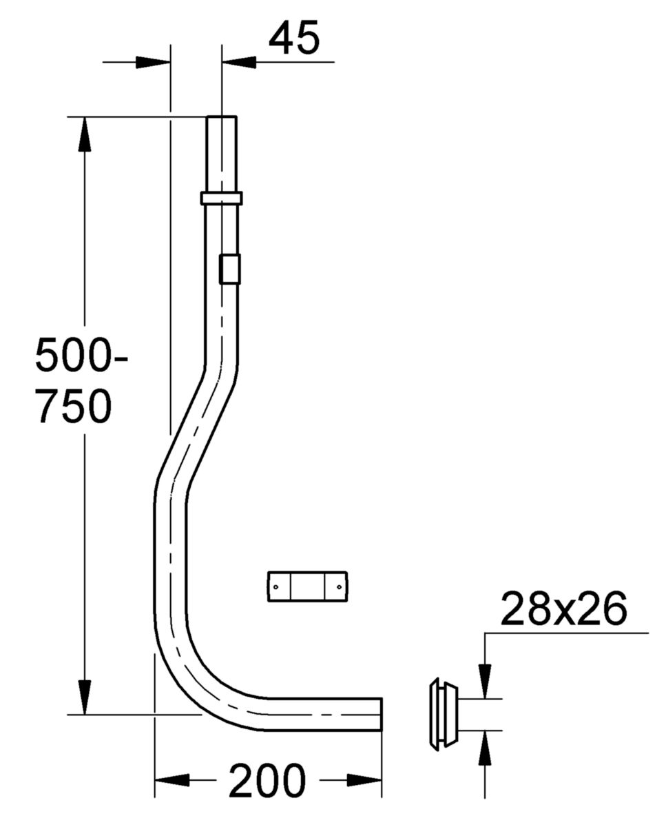 Tube de chasse, D 28 x 26 mm, chromé réf. 37112000