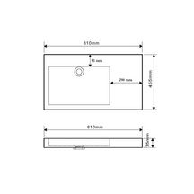 Vasque rectangulaire PALERMA II 81 x 45,5 cm finition blanc mat sans trop plein sans perçement pour mitigeur Réf. NS-0209-NO