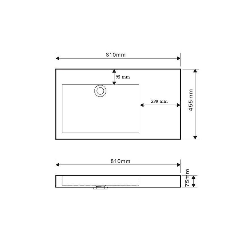 Vasque rectangulaire PALERMA II 81 x 45,5 cm finition blanc mat sans trop plein sans perçement pour mitigeur Réf. NS-0209-NO