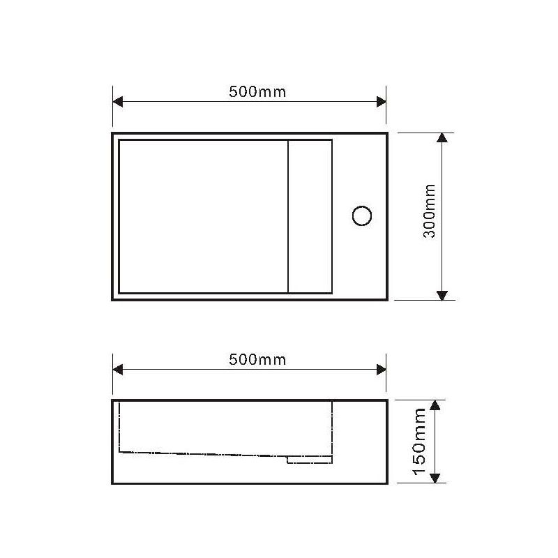 Lave-mains HELENA D 50 cm finition mat sans trop plein avec mitigeur à droite Réf. NS-2001-D