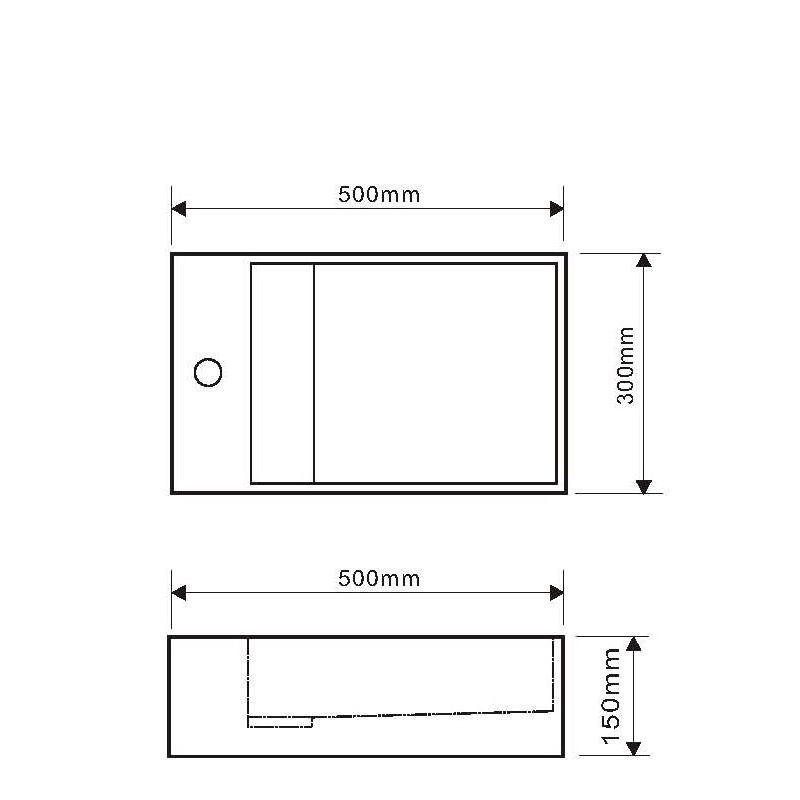 Lave-mains HELENA G 50 cm finition mat sans trop plein avec mitigeur à gauche Réf. NS-2001-G