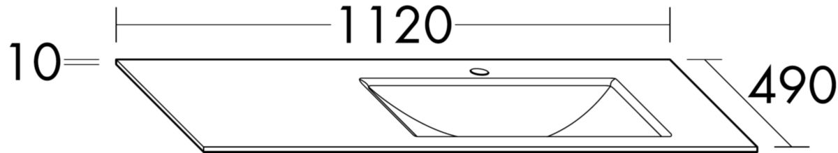 Plan de toilette en pierre de synthèse FREE L 112 x P 49 cm version droite blanc alpin No C0001 Réf. MWGI112DC0001