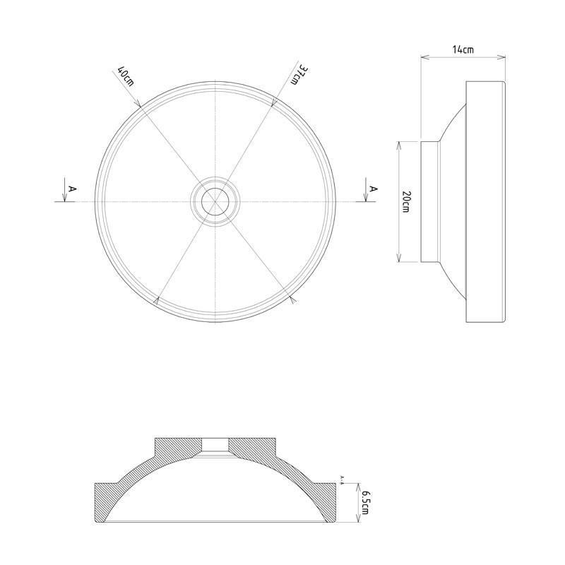 Vasque ronde semi-encastrée ALICIA 40 cm finition mat sans trop plein Réf. NS-2609