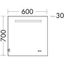 Miroir Fiumo - éclairage Led horizontal avec interrupteur tactile - anti-buée - 2 ports USB - largeur : 600 mm Réf. SIIX060