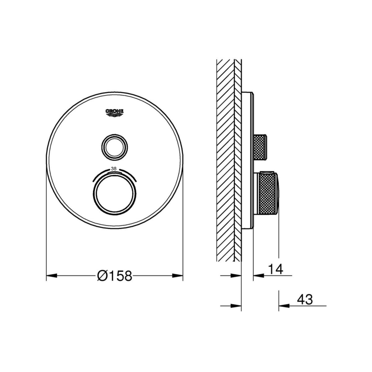 Thermostatique pour installation encastrée 1 sortie Grohtherm SmartControl Blanc 29150LS0