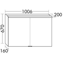 Armoire de toilette L.100 x H.67 x P.20 cm avec portes miroirs doubles Lampe à poser LED, bloc interrupteur/prise étagères en verre côtés extérieur du caisson avec miroir réf: SPKC100