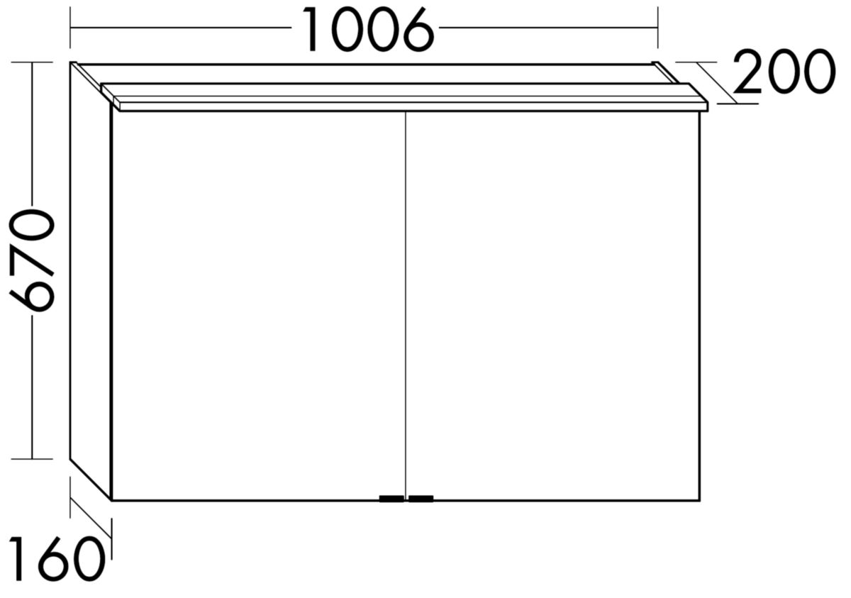 Armoire de toilette L.100 x H.67 x P.20 cm avec portes miroirs doubles Lampe à poser LED, bloc interrupteur/prise étagères en verre côtés extérieur du caisson avec miroir réf: SPKC100