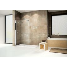 Paroi de douche GIADA H, 88 cm extensible jusqu'à 90 cm, fixe, réversible, en verre transparent et profilé chromé Réf. GIADAH90-1K