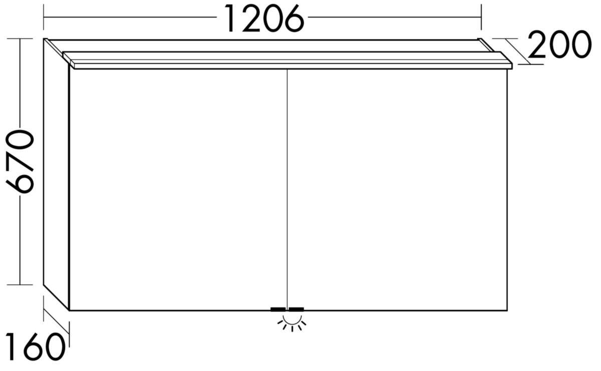 Armoire de toilette Fiumo 2 portes - éclairage Led + éclairage du plan de toilette - largeur : 1206 mm Réf. SPIZ121