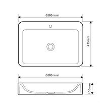 Vasque rectangulaire TARA 60 x 41,5 cm finition mat sans trop plein Réf. NS-5209