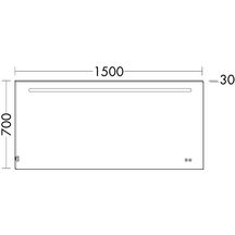 Miroir avec éclairage Eclairage LED 5700 K CEE F1 Interrupteurs tactiles On/Off anti-buée 38 W 2 ports USB type A 1 support pour téléphone portable caisson aspect Réf. SIIX150