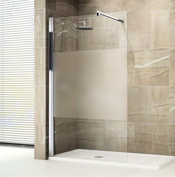 Paroi de douche GIADA H, 118 cm extensible jusqu'à 120 cm, fixe, réversible, en verre bande satin et profilé chromé Réf. GIADAH120-44K