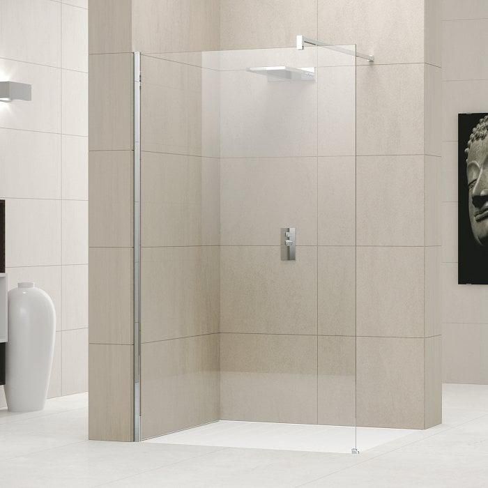 Paroi de douche GIADA H, 88 cm extensible jusqu'à 90 cm, fixe, réversible, en verre transparent et profilé silver Réf. GIADAH90-1B