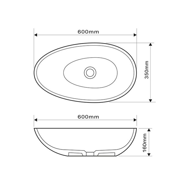 Vasque ovale NIA 60 cm finition mat sans trop plein Réf. NS-5309