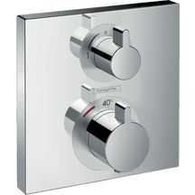 Set de finition  Ecostat Square pour mitigeur douche thermostatique encastré avec robinet d'arrêt Chromé Réf. 15712000