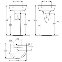 Lavabo ULYSSE 2 55 x 46 cm en grès avec trop-plein, blanc Réf. P125501