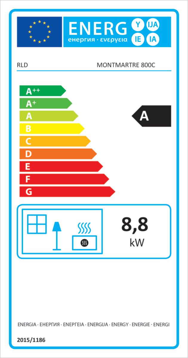 Poêle à bois en acier horizontal étanche 7kW bûcher MONTMARTRE 800C Réf. FR9011040B