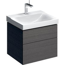 Meuble bas pour lavabo Geberit Xeno², avec deux tiroirs: Largeur 58cm, Hauteur 53cm, Profondeur 46.2cm, Gris scultura / Mélamine structuré bois