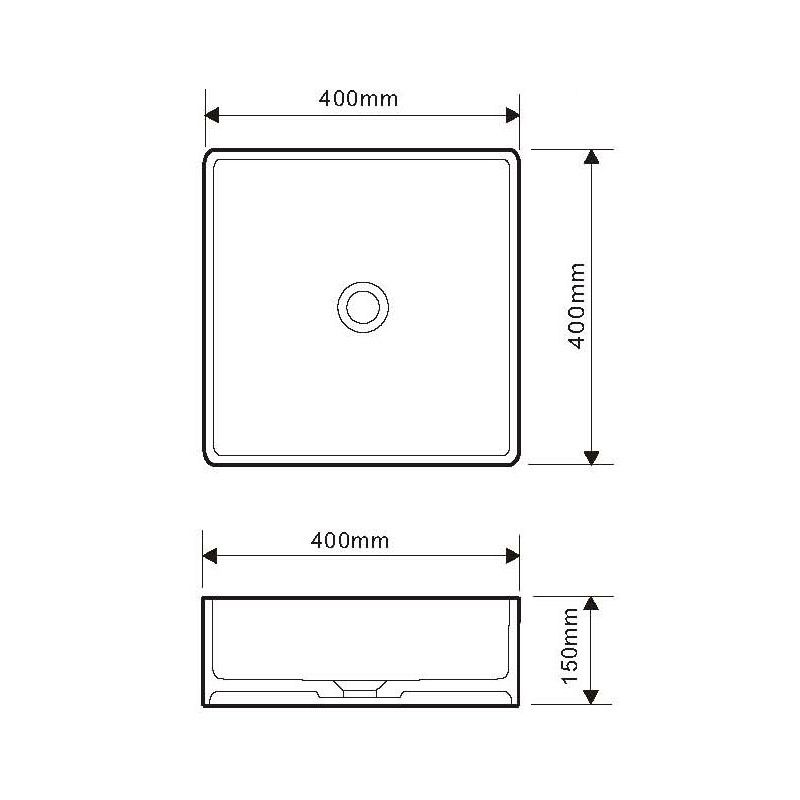 Vasque carrée AERA 40 cm finition mat sans trop plein Réf. NS-8009