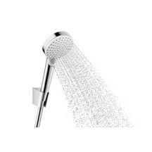 Set de douche Crometta support mural et douchette 1jet EcoSmart 9 l/min avec flexible de douche 160 cm Blanc/Chromé Réf. 26569400