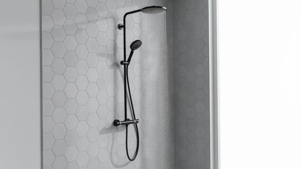 Colonne de douche 240 Raindance Select S  1jet PowderRain avec mitigeur thermostatique Noir mat Réf. 27633670