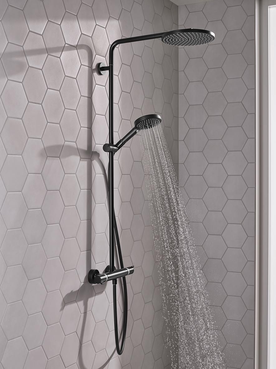 Colonne de douche 240 Raindance Select S  1jet PowderRain avec mitigeur thermostatique Noir mat Réf. 27633670