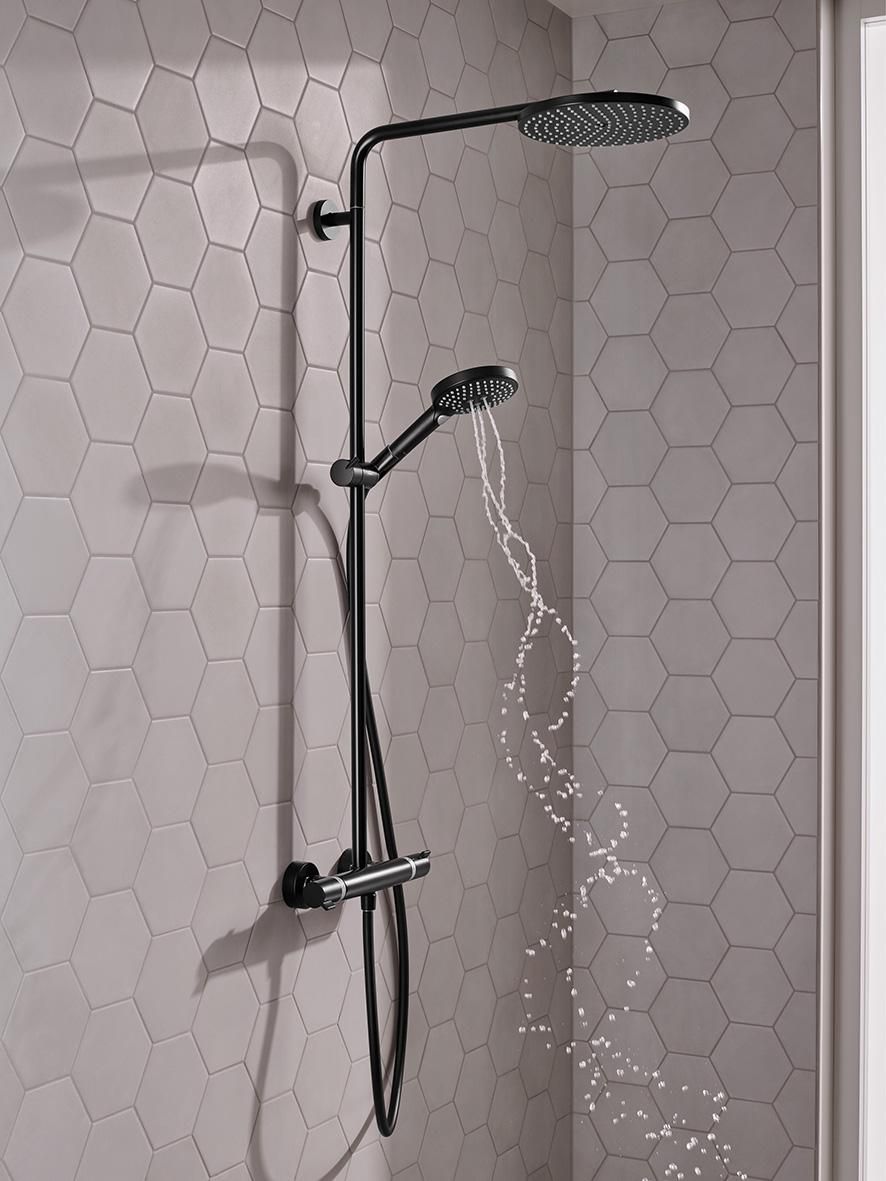 Colonne de douche 240 Raindance Select S  1jet PowderRain avec mitigeur thermostatique Noir mat Réf. 27633670