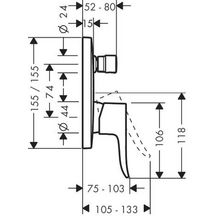 Set de finition Metris pour mitigeur  bain-douche encastré Chromé Réf. 31454000