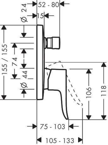 Set de finition Metris pour mitigeur  bain-douche encastré Chromé Réf. 31454000