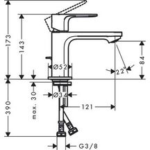 Mitigeur de lavabo 80  Rebris S CoolStart avec tirette et vidage métallique Chromé Réf. 72584000