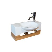 Lave-mains JAPANDI BABY vasque Solid Surface et porte-serviette chêne massif réf: 1147311