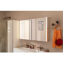 Armoire de toilette Eclat absolu 2 portes (P.60 + P.60) H.69 x P.16 x L.120 cm cotes effet miroir Réf. H6CMMF120