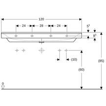 Lavabo Geberit Xeno², 120x48cm, trou de robinetterieà gauche et à droite, sans trop-plein, Blanc, KeraTect