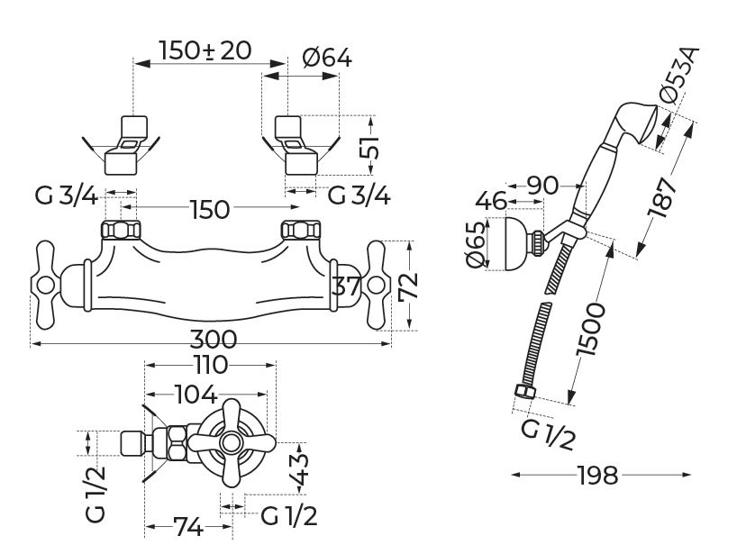 Mitigeur thermostatique douche Alterna Antica chromé