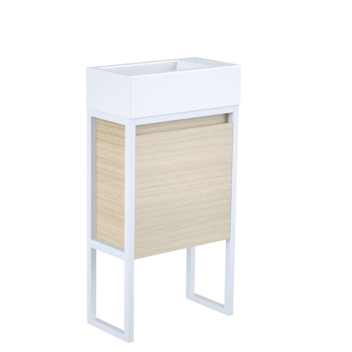 Meuble lave main 1 porte Mezzo ALTERNA 49,5 x 50 x 25 cm avec console blanche